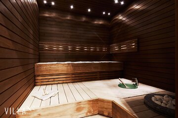 Moderni sauna omalla vesipisteellä