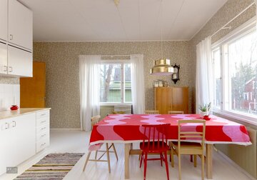 retrohenkinen sisustus keittiössä