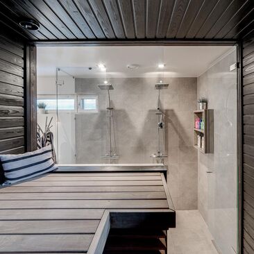 moderni sauna ja pesuhuone